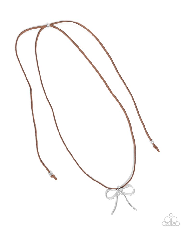 Bolo Bow - Brown - Paparazzi Necklace Image