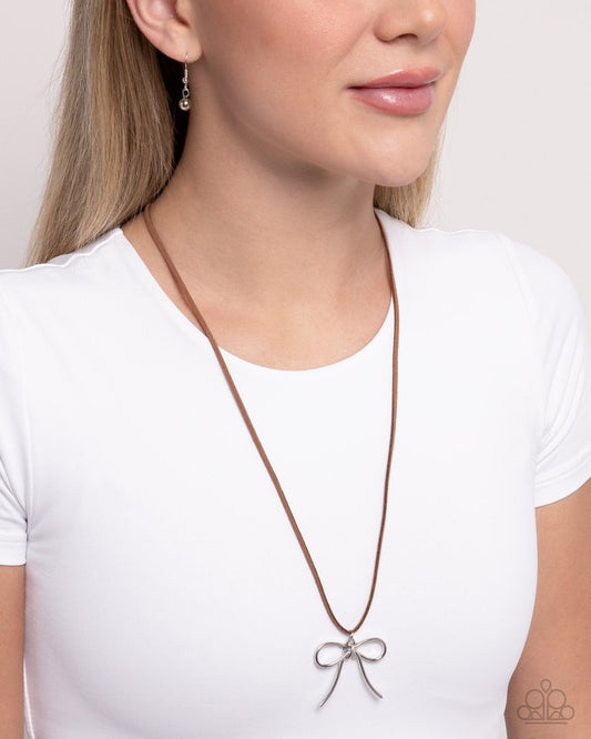 Bolo Bow - Brown - Paparazzi Necklace Image