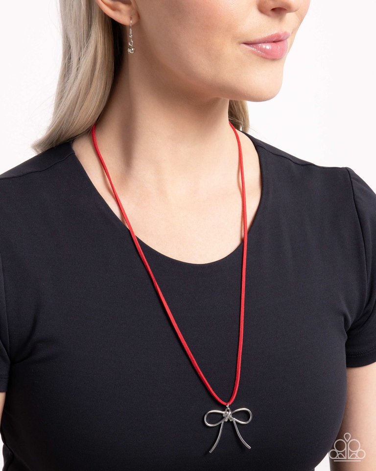 Bolo Bow - Red - Paparazzi Necklace Image