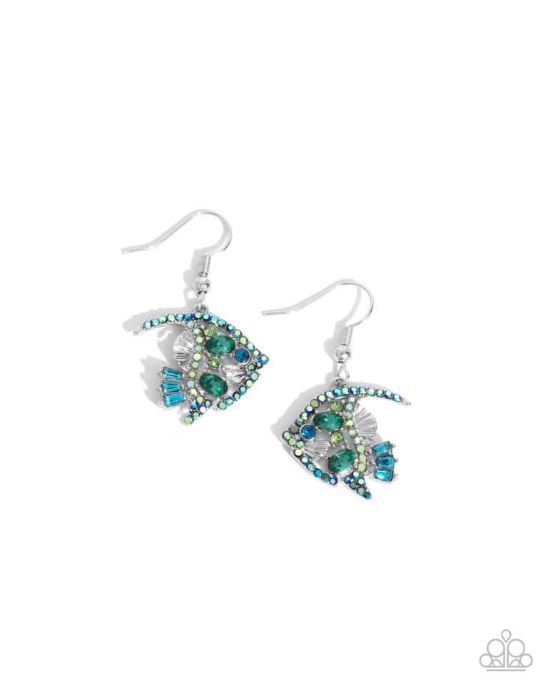 Fancy Free Fish - Green - Paparazzi Earring Image