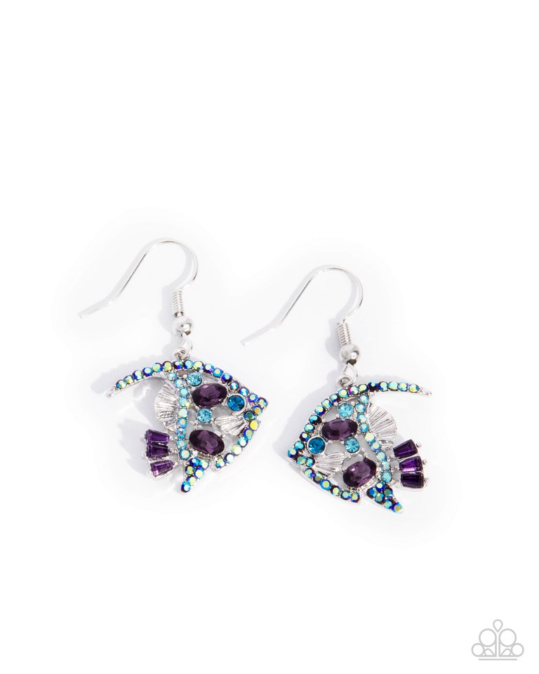 Fancy Free Fish - Purple - Paparazzi Earring Image