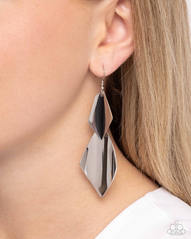 Skillfully Sheared - Silver - Paparazzi Earring Image