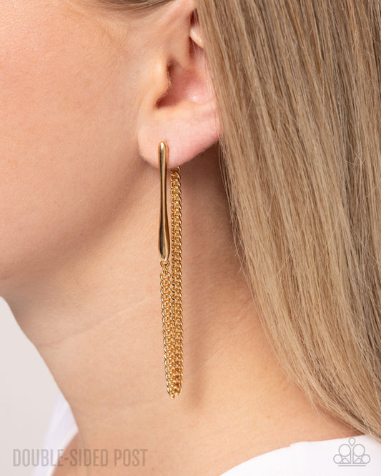 Trenchant Tease - Gold - Paparazzi Earring Image