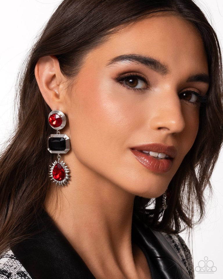 Entertaining the Thought - Red - Paparazzi Earring Image