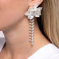 Lotus Length - White - Paparazzi Earring Image