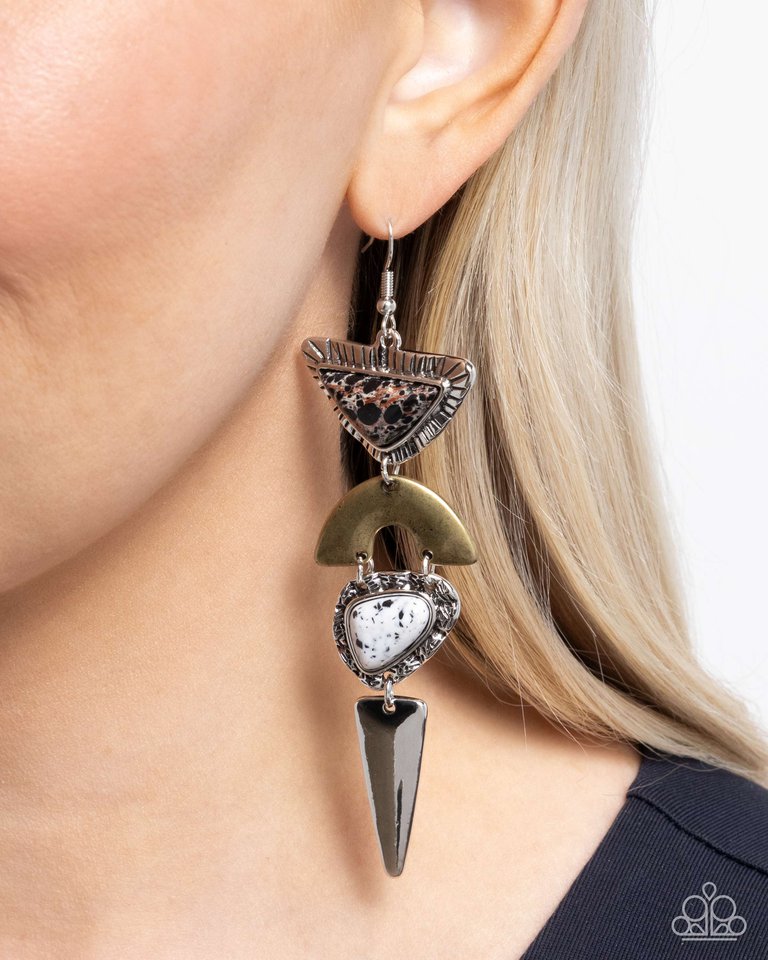 Shape Shifting Stones - Black - Paparazzi Earring Image