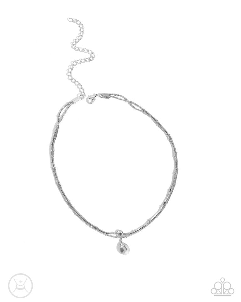 Teeming Teardrop - Silver - Paparazzi Necklace Image