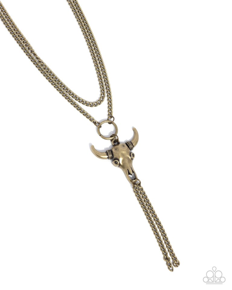 Layered Longhorn - Brass - Paparazzi Necklace Image