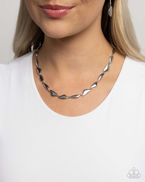 Sharp Soliloquy - Silver - Paparazzi Necklace Image