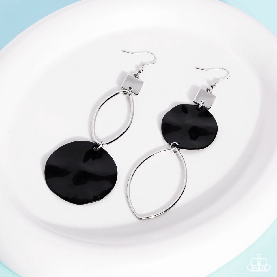 Obsessive Ostinato - Black - Paparazzi Earring Image