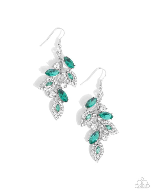 Flourishing Feature - Green - Paparazzi Earring Image