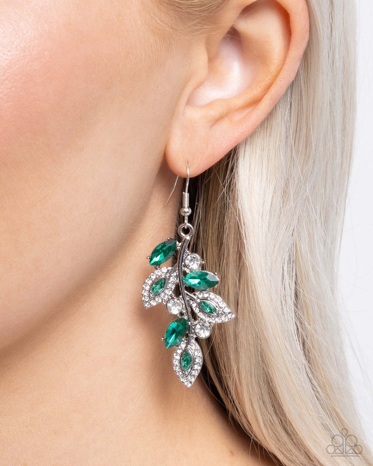 Flourishing Feature - Green - Paparazzi Earring Image