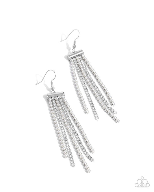 Tapered Team - White - Paparazzi Earring Image