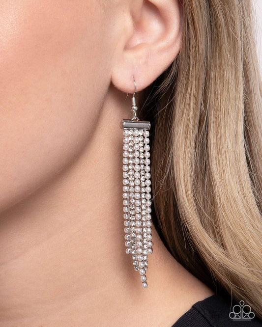 Tapered Team - White - Paparazzi Earring Image