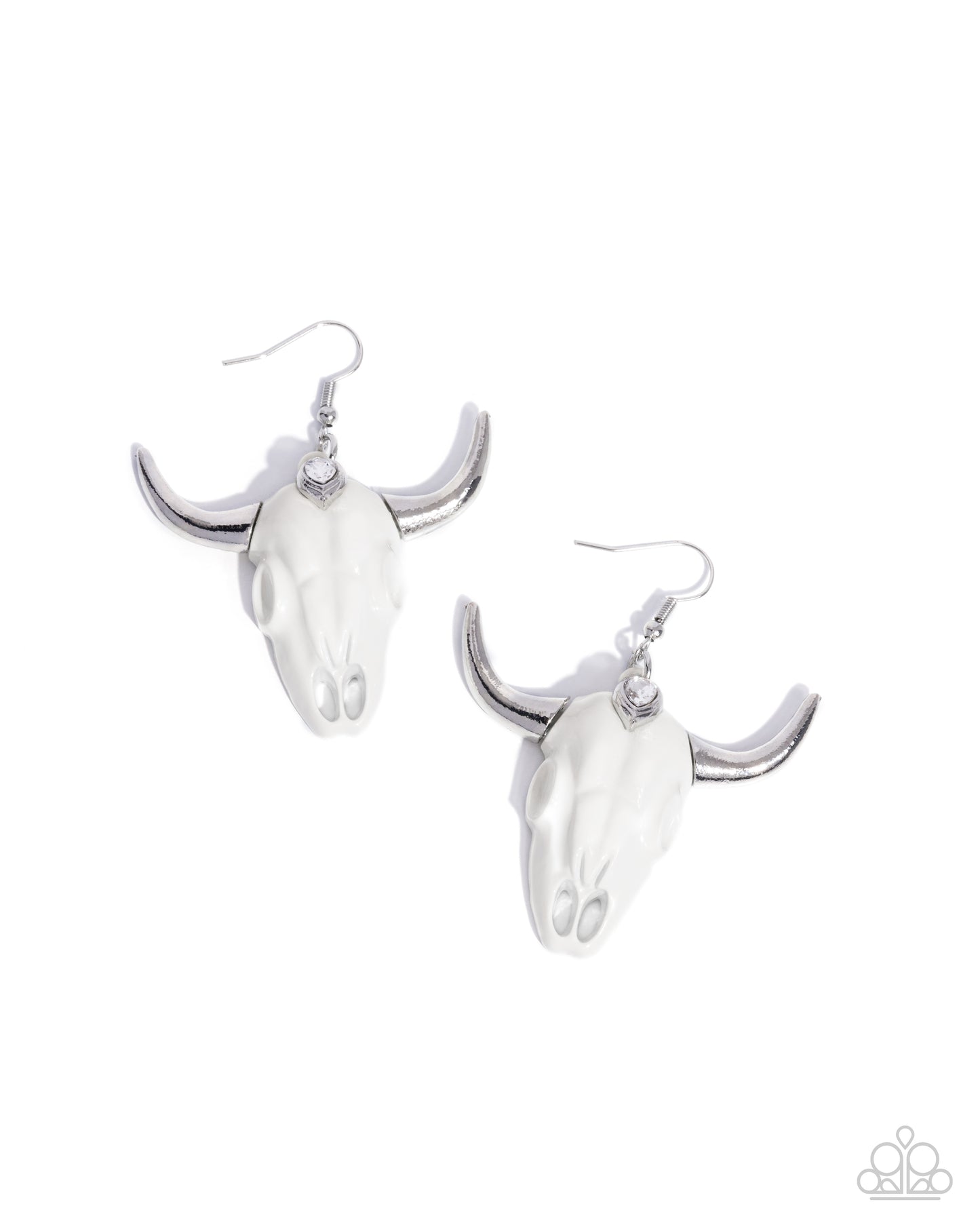 Paparazzi Earring ~ Southwestern Skull - White