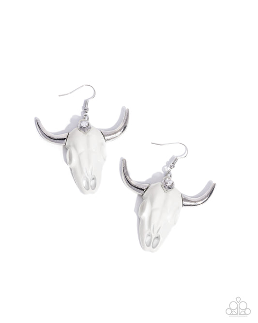 Paparazzi Earring ~ Southwestern Skull - White