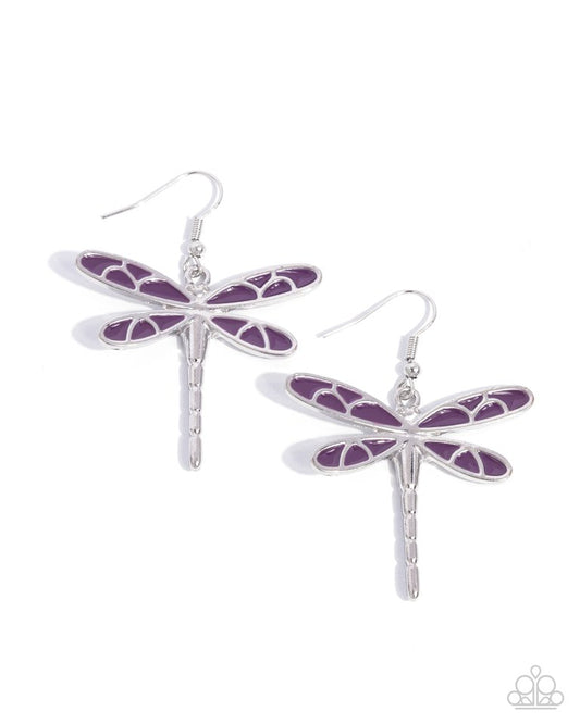 Dragonfly Descent - Purple - Paparazzi Earring Image