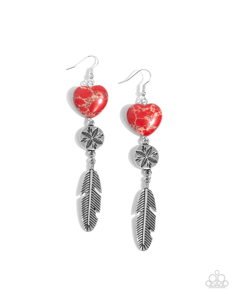 Free-Spirited Fame - Red - Paparazzi Earring Image