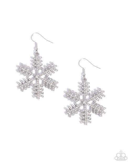 Snowflake Shimmer - Paparazzi Earring Image