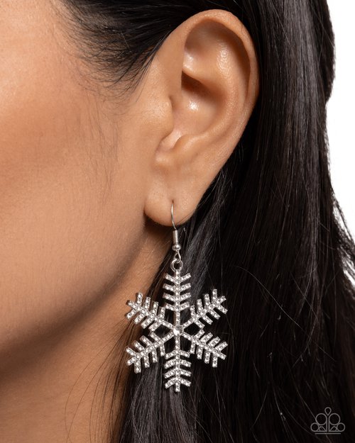 Snowflake Shimmer - Paparazzi Earring Image