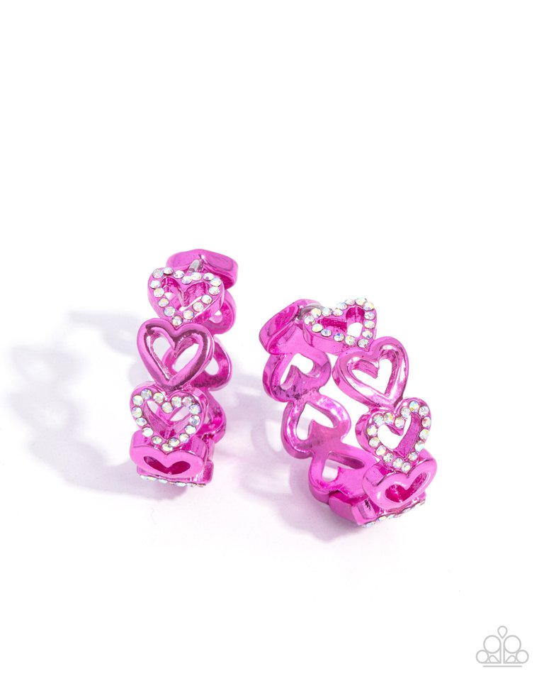 Historic Hearts - Pink - Paparazzi Earring Image