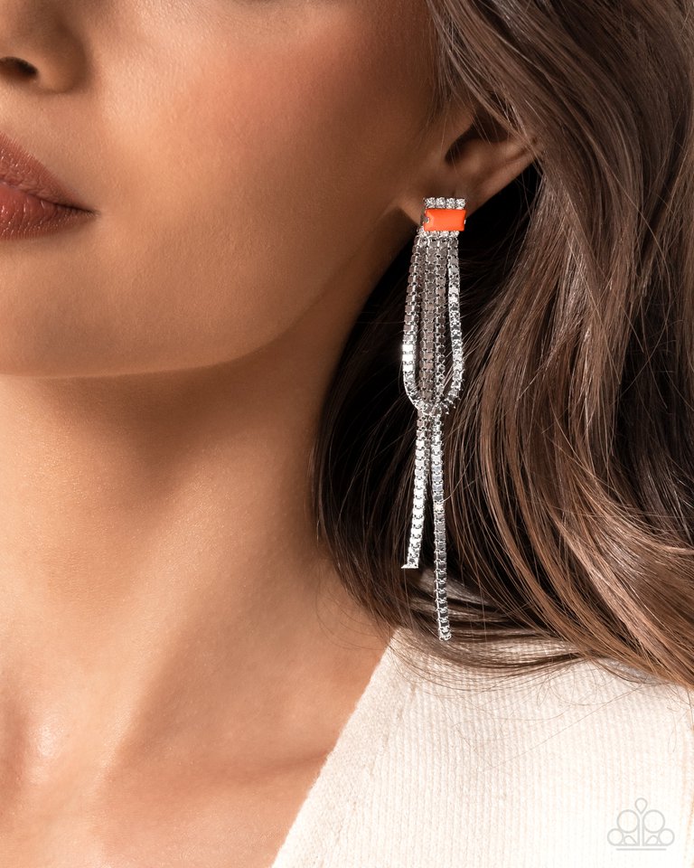 Classy Curves - Orange - Paparazzi Earring Image