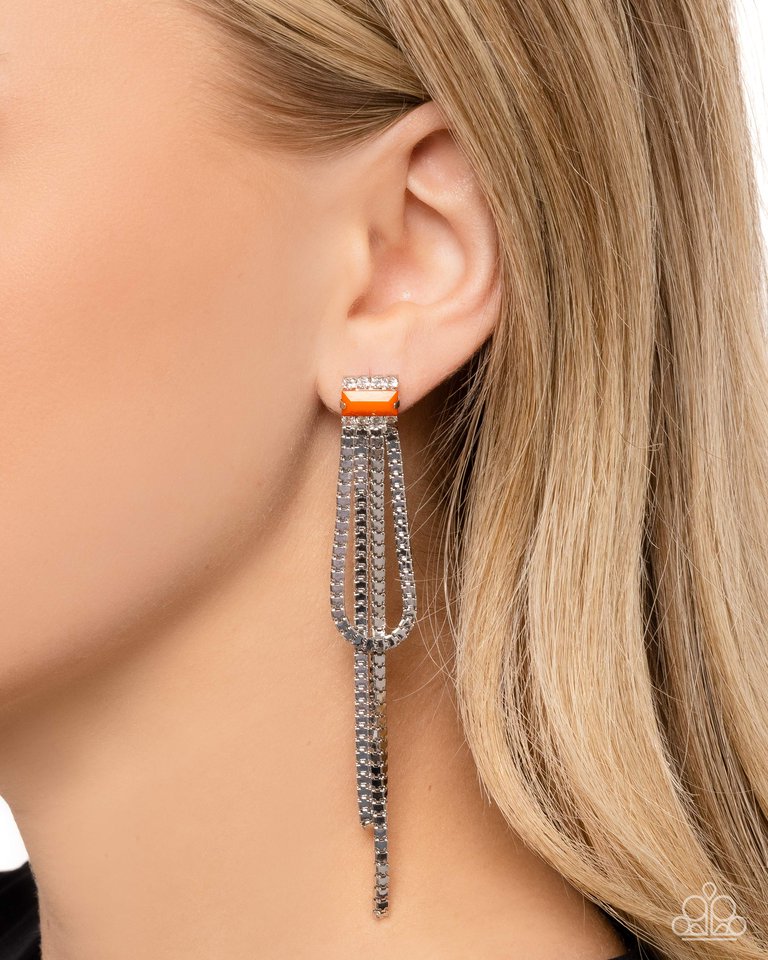 Classy Curves - Orange - Paparazzi Earring Image