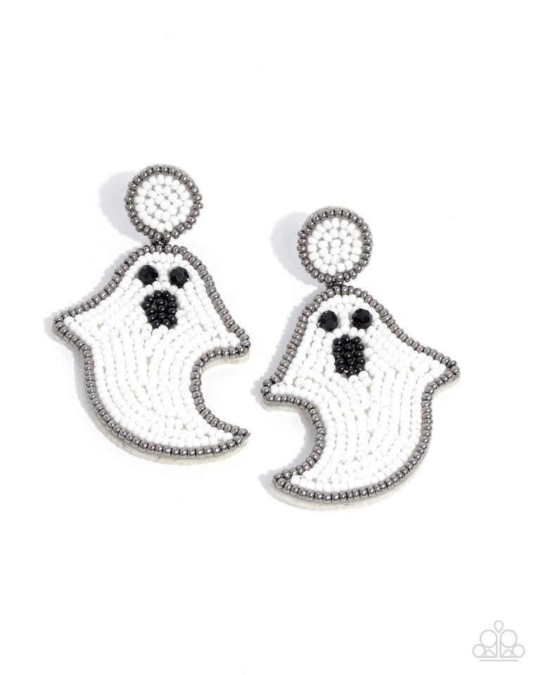 Ghost Story - White - Paparazzi Earring Image