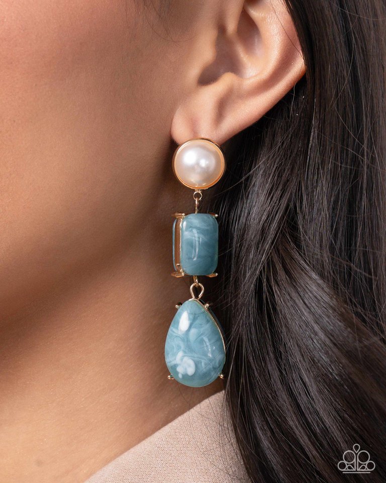 Marbled Masterpiece - Blue - Paparazzi Earring Image