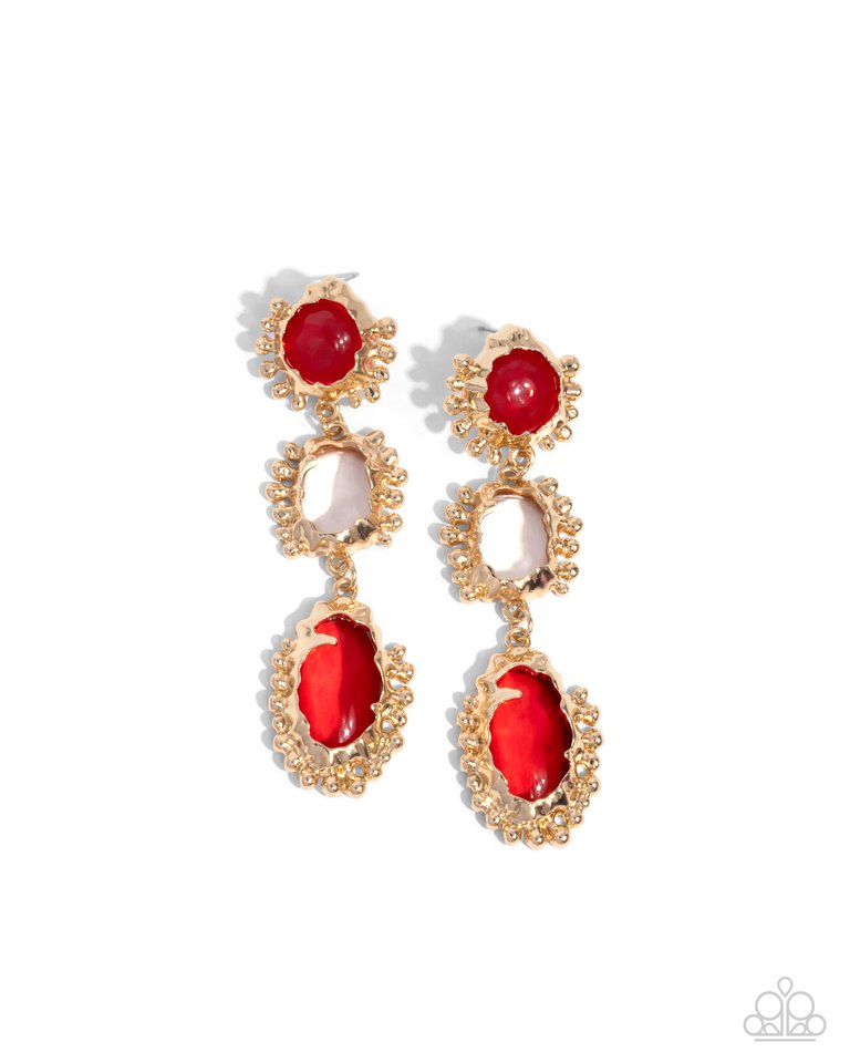 Emotional Elegance - Red - Paparazzi Earring Image