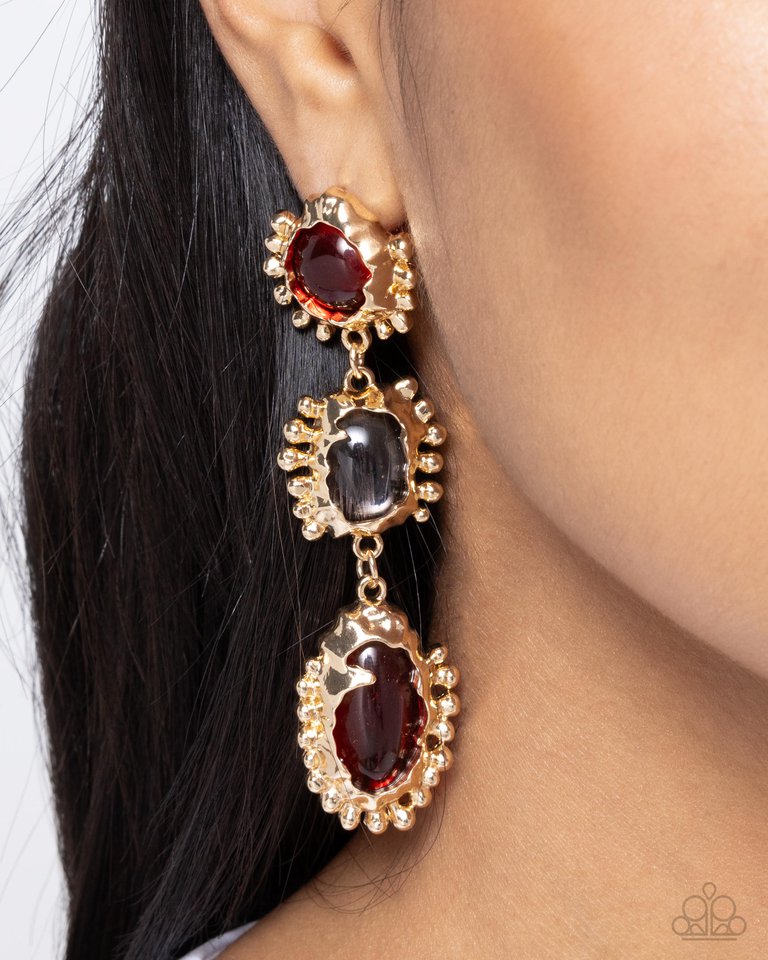 Emotional Elegance - Red - Paparazzi Earring Image