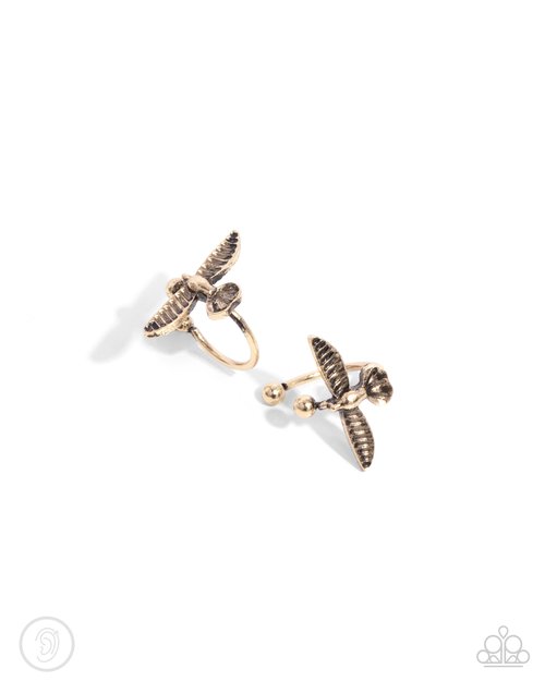 Soaring Sparrow - Gold - Paparazzi Earring Image