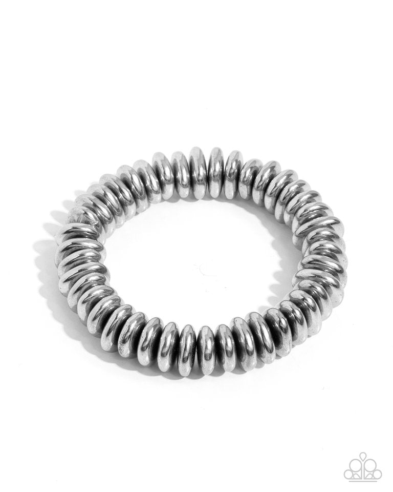 Dynamic Discs - Silver - Paparazzi Bracelet Image