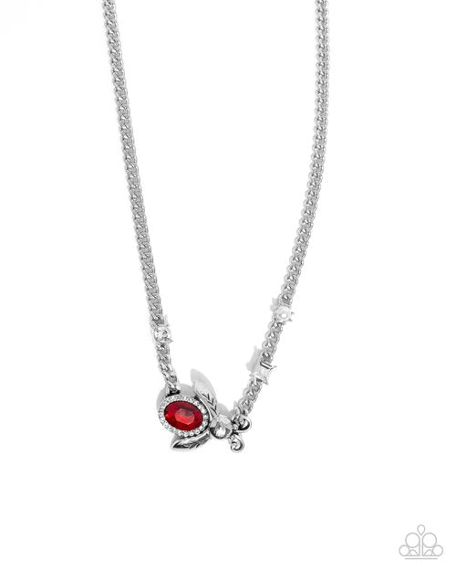 Paparazzi Necklace ~ Bedazzled Beetle - Red