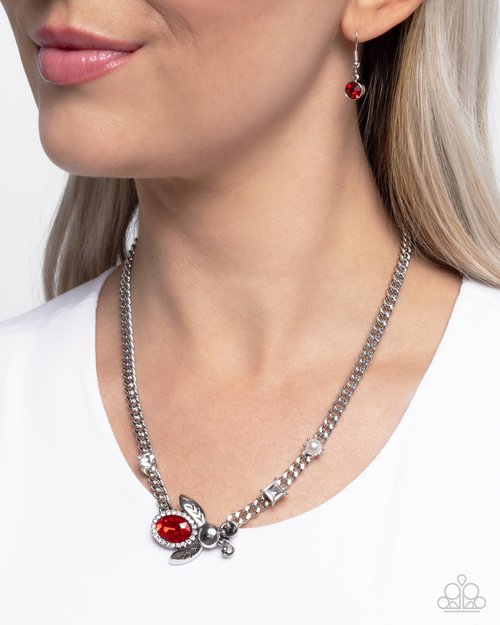 Paparazzi Necklace ~ Bedazzled Beetle - Red