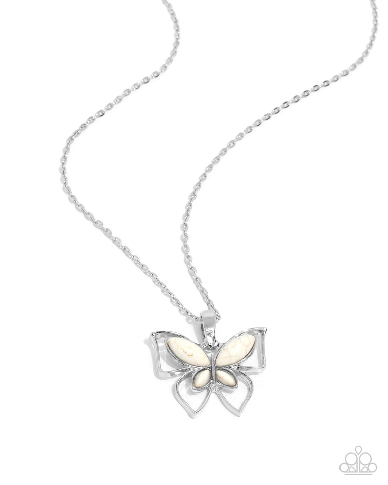 Papillon Persuasion - White - Paparazzi Necklace Image