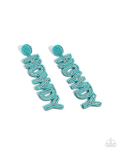 Howdy Headline - Blue - Paparazzi Earring Image