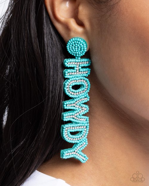 Howdy Headline - Blue - Paparazzi Earring Image