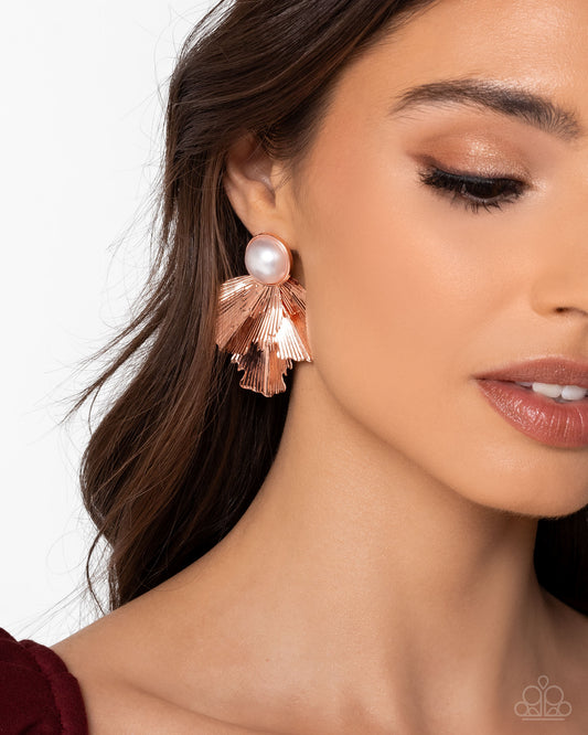 Mermaid Memorate - Copper - Paparazzi Earring Image