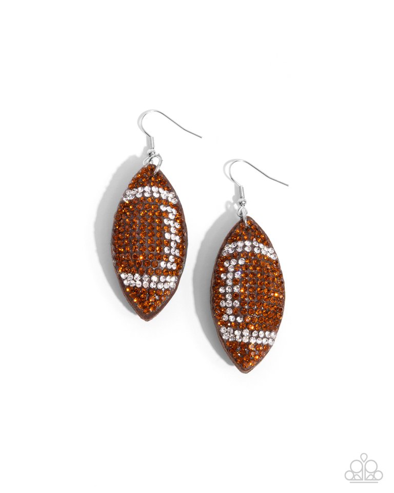 Thrilling Touchdown - Brown - Paparazzi Earring Image