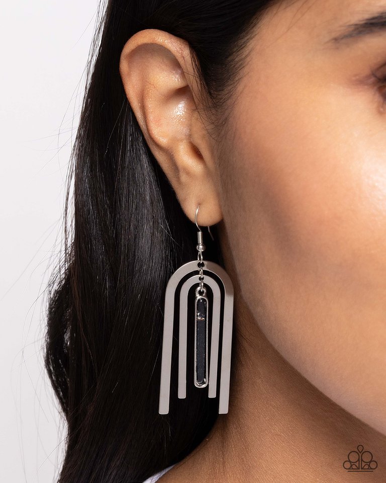 Coarse Conversation - Black - Paparazzi Earring Image