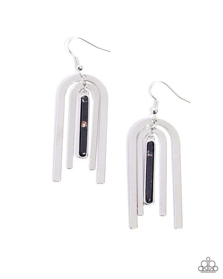 Coarse Conversation - Black - Paparazzi Earring Image