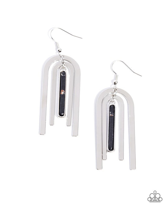 Coarse Conversation - Black - Paparazzi Earring Image