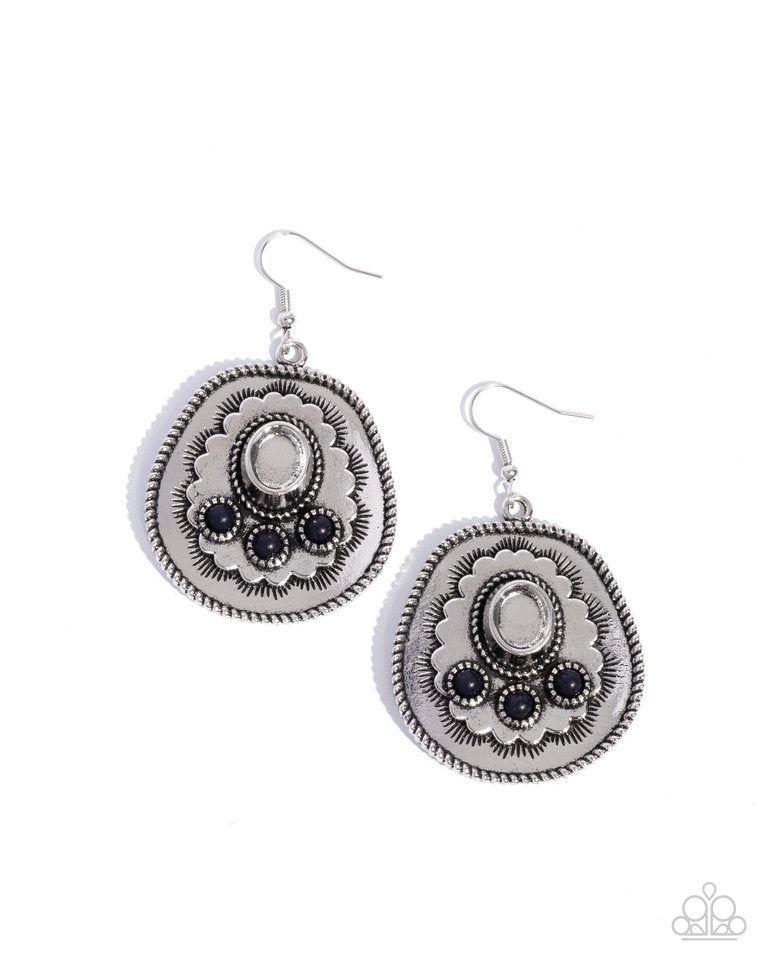 Cowboy Chaperone - Black - Paparazzi Earring Image