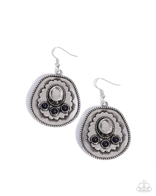 Cowboy Chaperone - Black - Paparazzi Earring Image