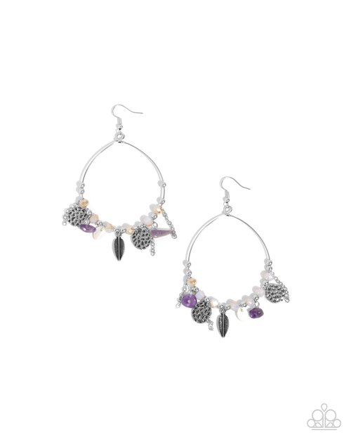 Feathered Fringe - Purple - Paparazzi Earring Image