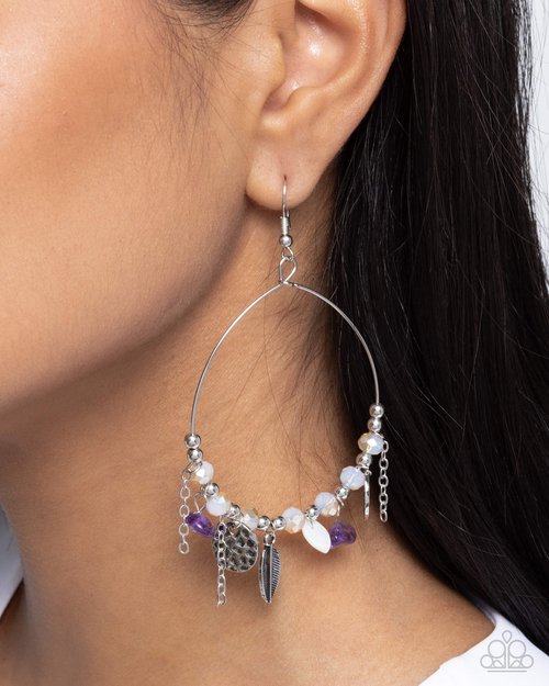 Feathered Fringe - Purple - Paparazzi Earring Image