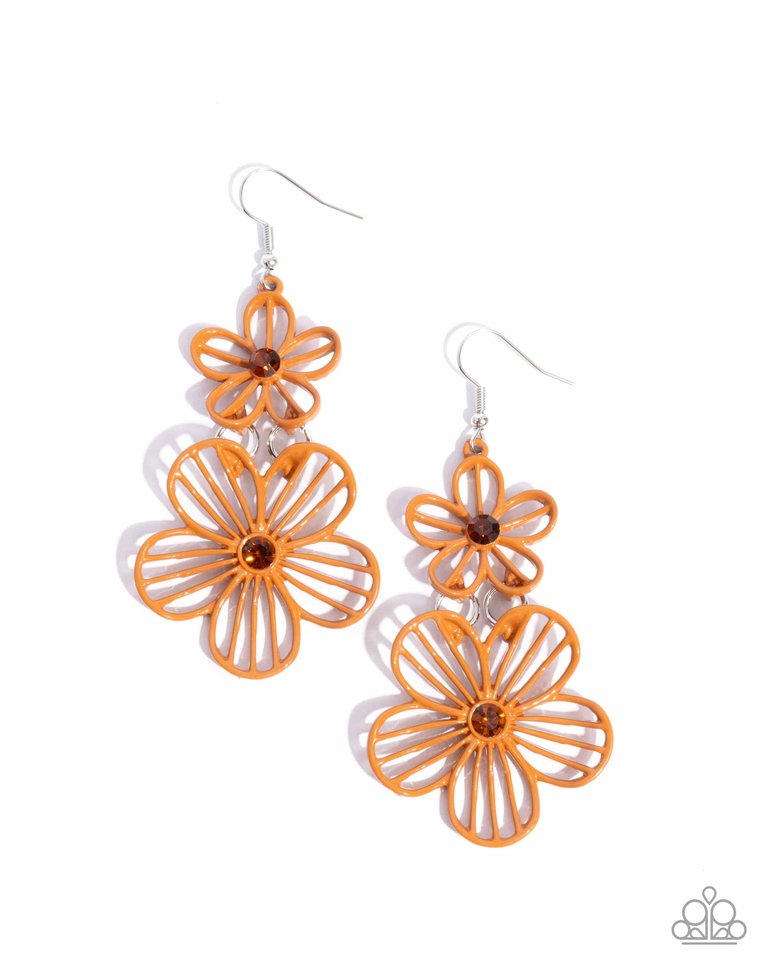 Textured Tiers - Orange - Paparazzi Earring Image