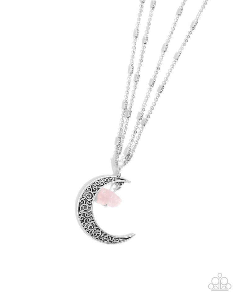 Crescent Charm - Pink - Paparazzi Necklace Image