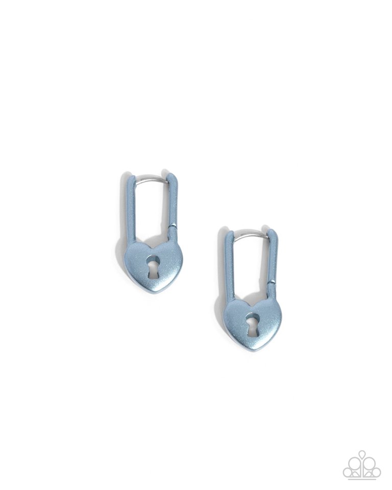 Pampered Padlock - Blue - Paparazzi Earring Image